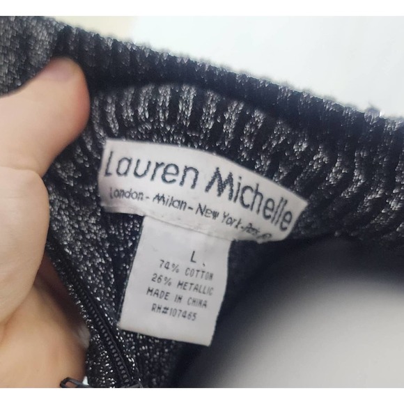 00s 90s Metallic Silver black beaded ribbed turtle neck Sweater size Large - Picture 2 of 5